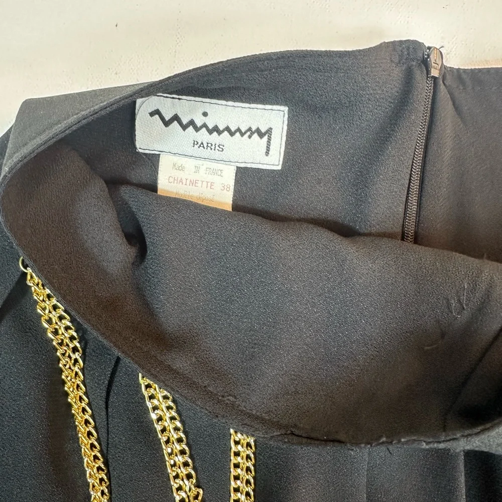 vintage French Black and Gold Mini Skater Skirt